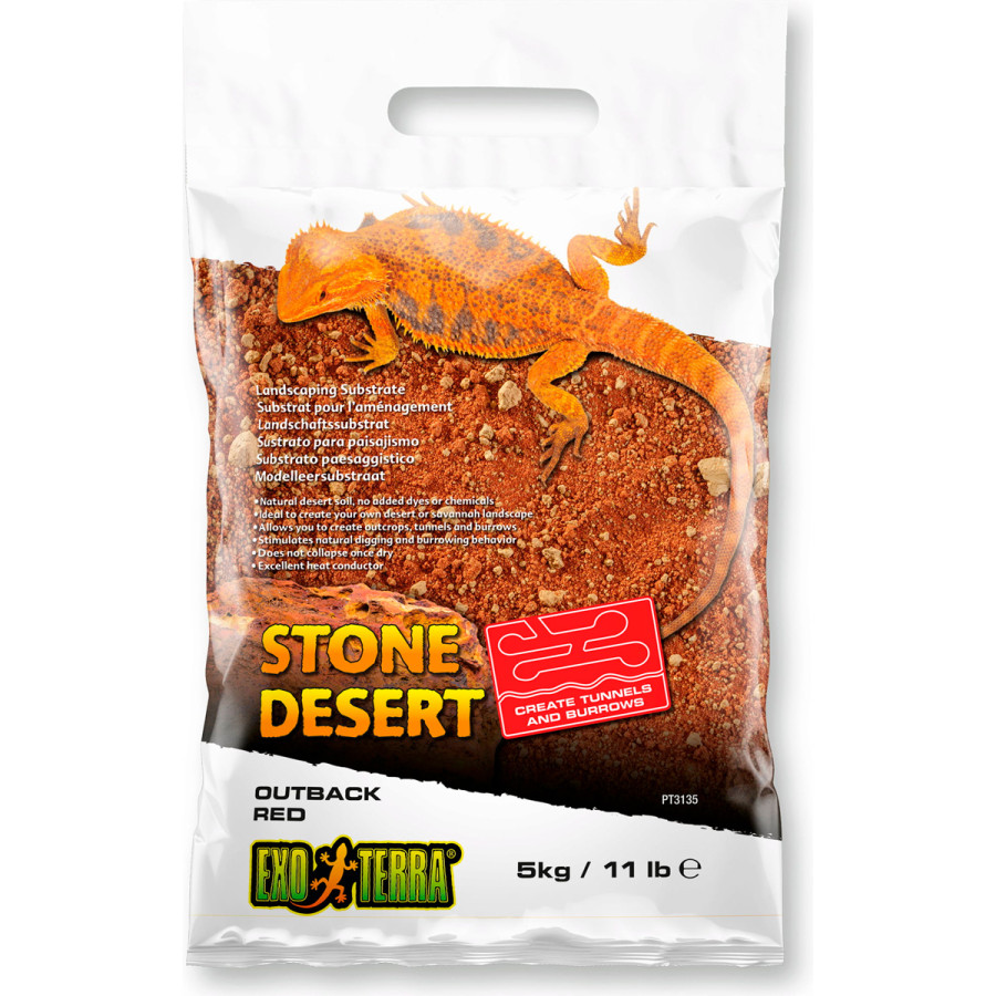 Exo Terra Stone Desert - Outback  Rød 5kg formbart sand til terrarier - Køb online på Monis.dk!