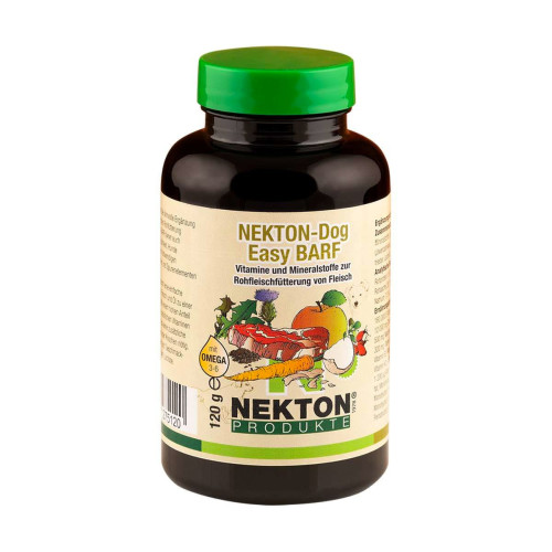Nekton-Dog Easy-BARF 120g er et supplement til råfodring, som sørger for at foderet indeholder alle vigtige vitaminer, mineraler