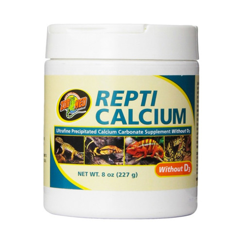 Zoo Med Repti Calcium uden D3 226,8 er et kalciumkarbonattilskud, uden D3 vitamin.
kalktilskud til krybdyr og padder.